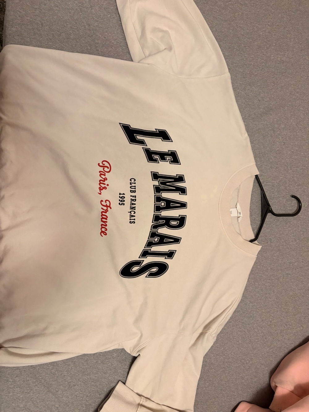 H&M Cream Graphic 'LE MARAIS' Crewneck Sweatshirt
